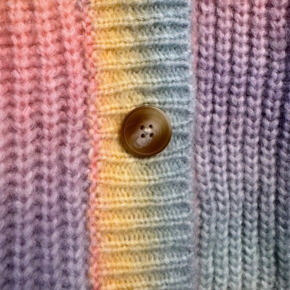 BlankNYC Rainbow Cardigan Sweater Girls L Large Pastel Pink Blue Yellow Unicorn - Picture 3 of 11